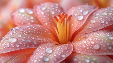 Close-up of a pink flower with water droplets on its petals.