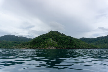 Landscape of Weh island and Rubiah island. Beautiful landcape of Sabang Island in Sumatera Indonesia. Island view from the boat.