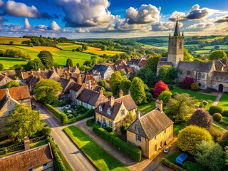 Naklejka premium Tranquil Village of Lacock in England Showcasing Historic Architecture and Scenic Countryside Views