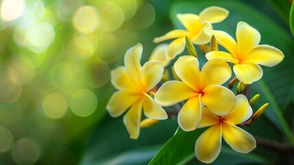 Obraz premium Seamless texture of white and yellow frangipani flowers