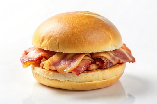 bacon roll fried on white background