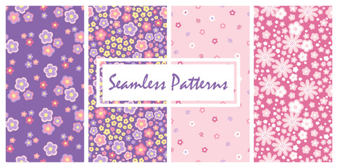 Hand drawn seamless pattern with abstract stylized tiny flowers in pastel colors. Lovely romantic Ditsy Fashion Print for background, holiday design, wallpaper, fabric