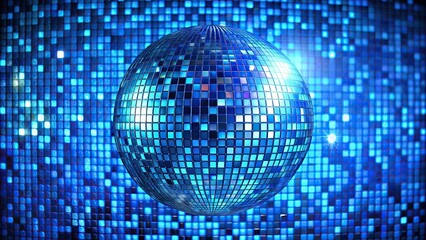 Naklejka premium Blue seamless mosaic shimmer background with disco ball texture