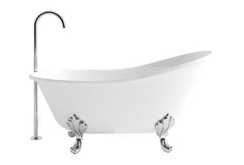 Elegant Clawfoot Bathtub Illustration with Transparent Background - Perfect for Bathroom Designs and Decor - Clear PNG