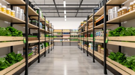 Obraz premium Shelves Displaying Plastic Alternatives for Zero Waste