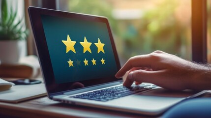 Close-up of a laptop screen showing the process of adding local reviews and optimizing a Google My Business listing for SEO.