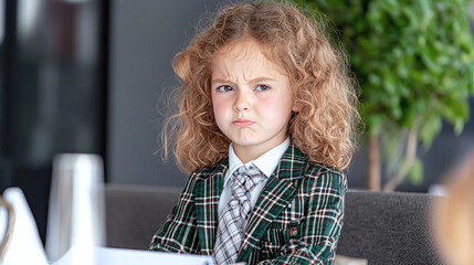 a girl in school uniform avoiding eye contact during class presentation
