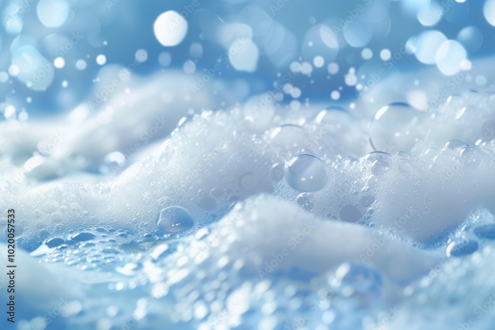 Fototapete the soft blue water shimmers under a layer of bubbly foam, creating a tranquil and inviting atmosphe