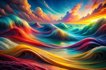 Vibrant Abstract Digital Background with Colorful Waves and Patterns for Creative Projects and Designs