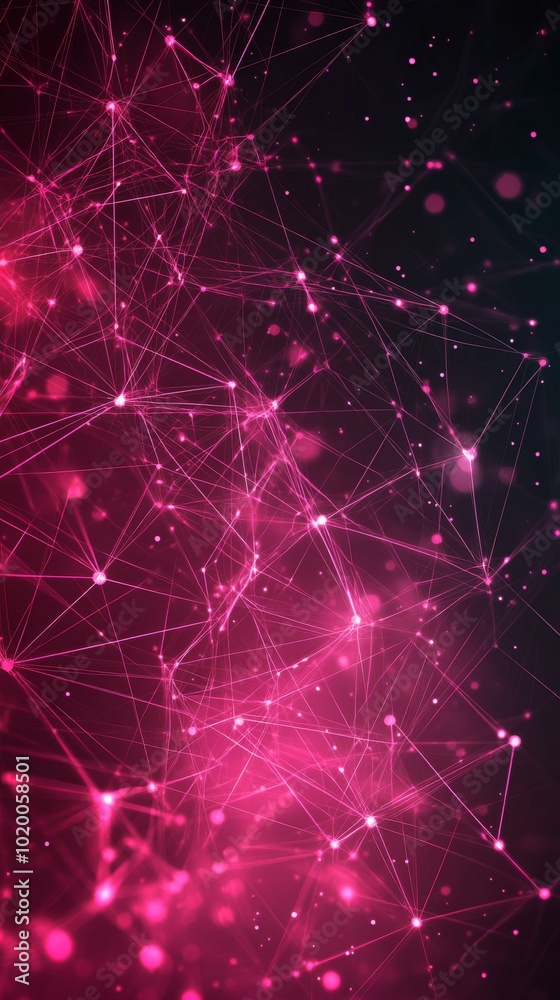 Poster a vibrant display of interconnected lines and nodes in shades of pink creates an abstract pattern. t
