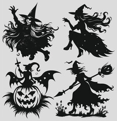 Witch Silhouette Vector Set