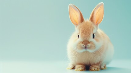 Obraz premium Cute Fluffy Bunny Sitting Calmly on Soft Background