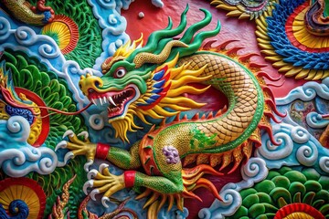 Obraz premium Vibrant Asian Dragon Clipart Design with Intricate Details for Creative Projects and Illustrations