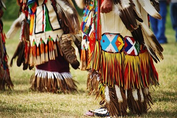 Indigenous individuals display intricate traditional garments at a vibrant cultural festival, emphasizing their exceptional artistry and deep-rooted heritage in a striking photograph.