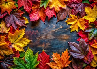 Vibrant Autumn Fall Leaf Border with Rich Colors Perfect for Seasonal Designs and Nature Themes