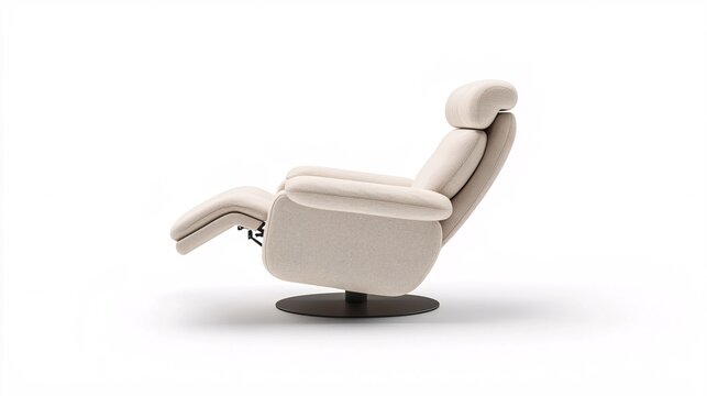 A sleek mockup of a recliner that blends sophistication and comfort in a minimalist design against a clean white backdrop for adaptable styling.