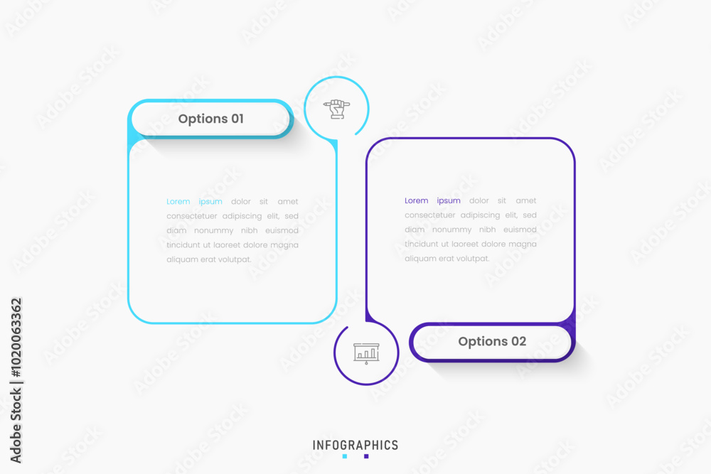 Wall mural vector infographic label design template with icons and 2 options or steps. can be used for process 