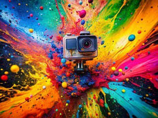 Vibrant Colorful Splat Space with Abstract Paint Patterns and Dynamic Shapes for Creative Designs