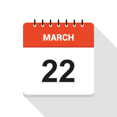 March 22 Calendar Date Icon