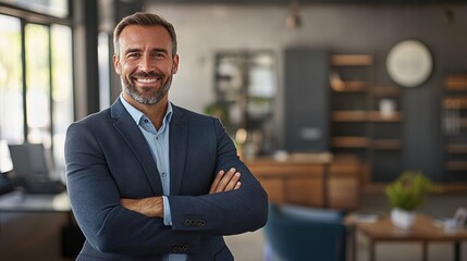 Fototapeta premium Confident Businessman in Modern Office Setting