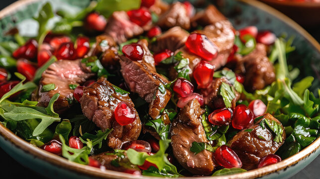 Duck gizzard and pomegranate salad.
