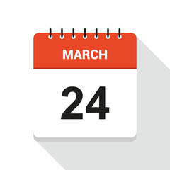 March 24 Calendar Date Icon
