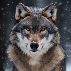 Obraz premium Fierce Wolf Standing Snow Realistic Wilderness Animal Portrait image