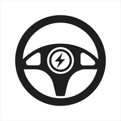 Steering wheel icon. Electric car steering wheel icon. Electric vehicle