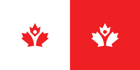 Canada or Maple Leaf with People Logo Design