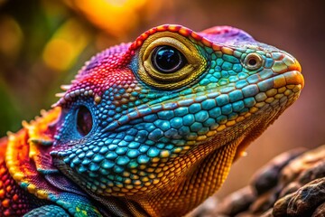 Obraz premium Vibrant Lizard Artwork Featuring Intricate Patterns and Lifelike Details in Bold Colors and Textures