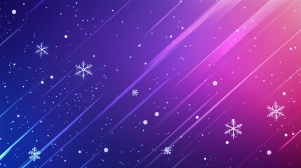 Abstract snowfall with glowing pink and blue gradient background