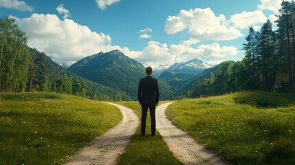 A person on two roads chooses the best chances for environmental protection.