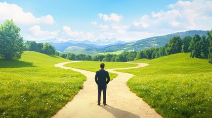 A person on two roads chooses the best chances for environmental protection