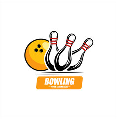 Bowling logo sport design template  bowling tournament logo badge design vector illustration