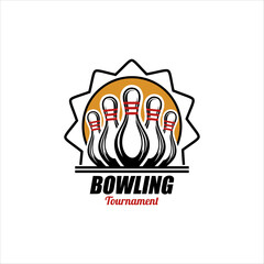 Vintage bowling logo design. Bowling club tournament logo design.
