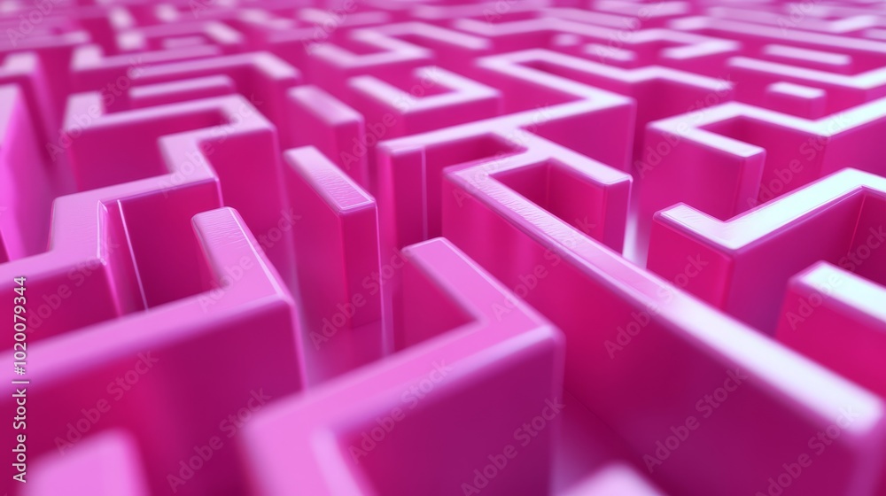 Poster the colorful pink maze features multiple pathways and walls, creating a complex network that invites