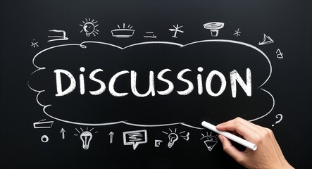 Fototapeta premium discussion text lettering on blackboard chalkboard background