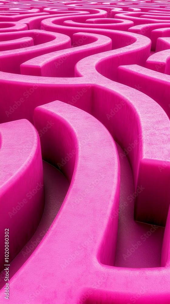 Poster this vibrant pink maze features a series of winding paths that create a captivating abstract design,