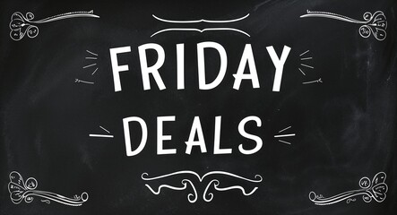 Friday deals text lettering on blackboard chalkboard background