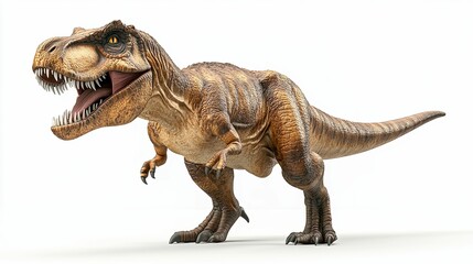 Tyrannosaurus Rex Dinosaur with Open Mouth in a White Studio
