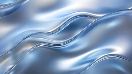 Abstract metallic liquid texture with shiny silver and blue tones