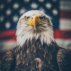 Obraz premium A Close-Up View of an American Bald Eagle Facing the Camera