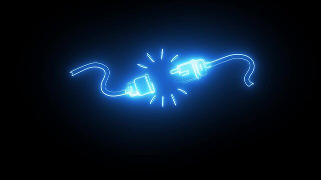 Neon cable connection icon animation