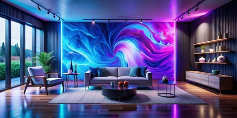 Vibrant Purple and Blue Abstract Wallpaper Design for Modern Interior and Digital Background Use