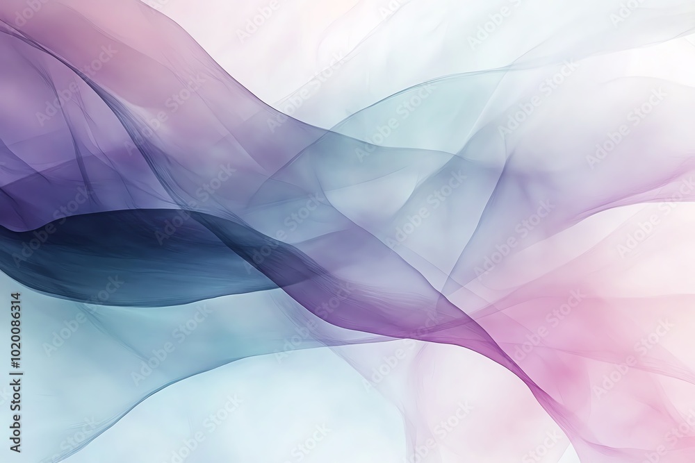 Poster a minimalist abstract design featuring soft, flowing shapes in a soothing palette of pastel colors