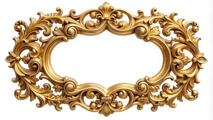 baroque style mirror frame isolated on white background