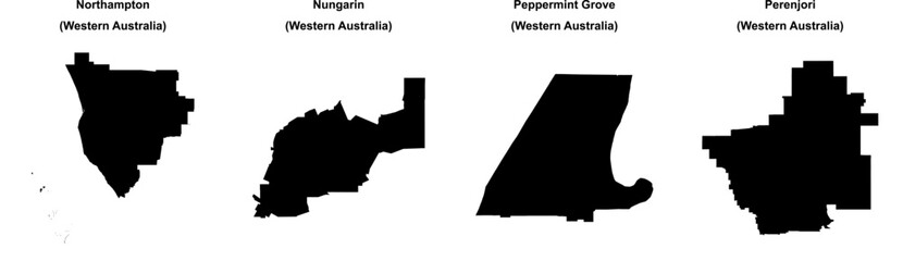 Northampton, Nungarin, Peppermint Grove, Perenjori outline maps