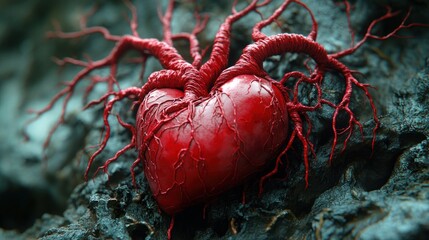 A stylized heart with roots, symbolizing connection and life.