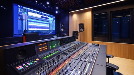 The broadcast room buzzes with activity as multiple screens display vibrant K-pop content, capturing the dynamic energy of a live production setup in real time.