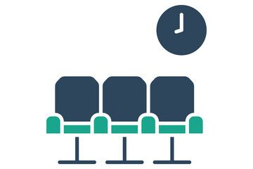 Lobby icon. solid icon style. chair with clock. icon related to reception. hotel elements vector illustration